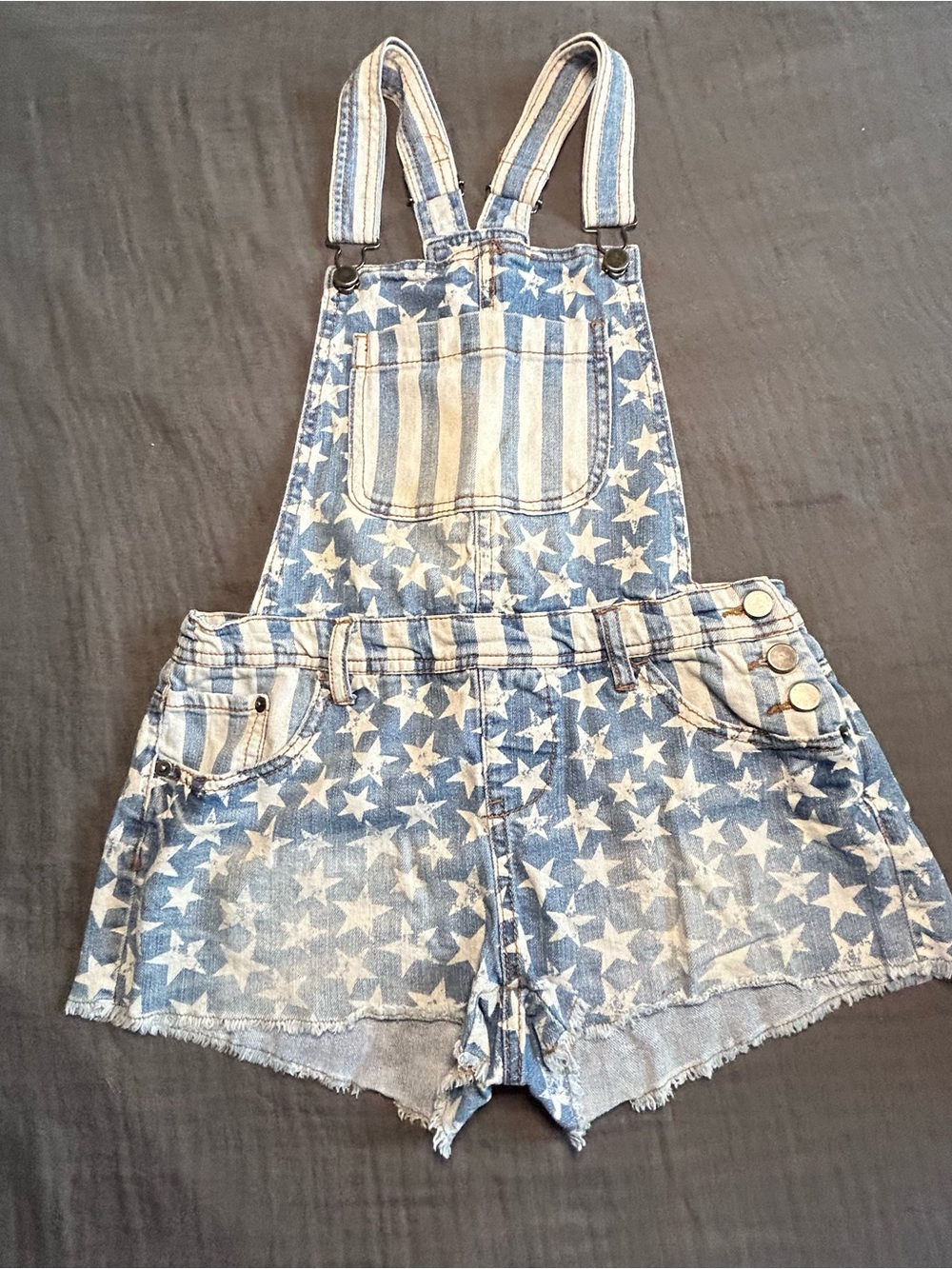 Xhilaration Blue and White Star Print Denim Overalls Shorts